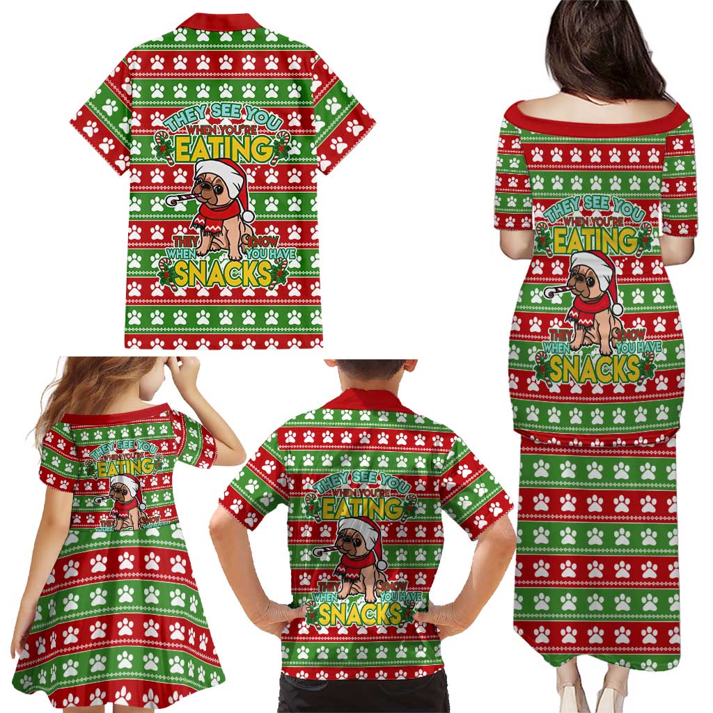 French Bulldog See You Eating Snacks Christmas Family Matching Puletasi and Hawaiian Shirt Xmas Holiday Patterns - Wonder Print Shop