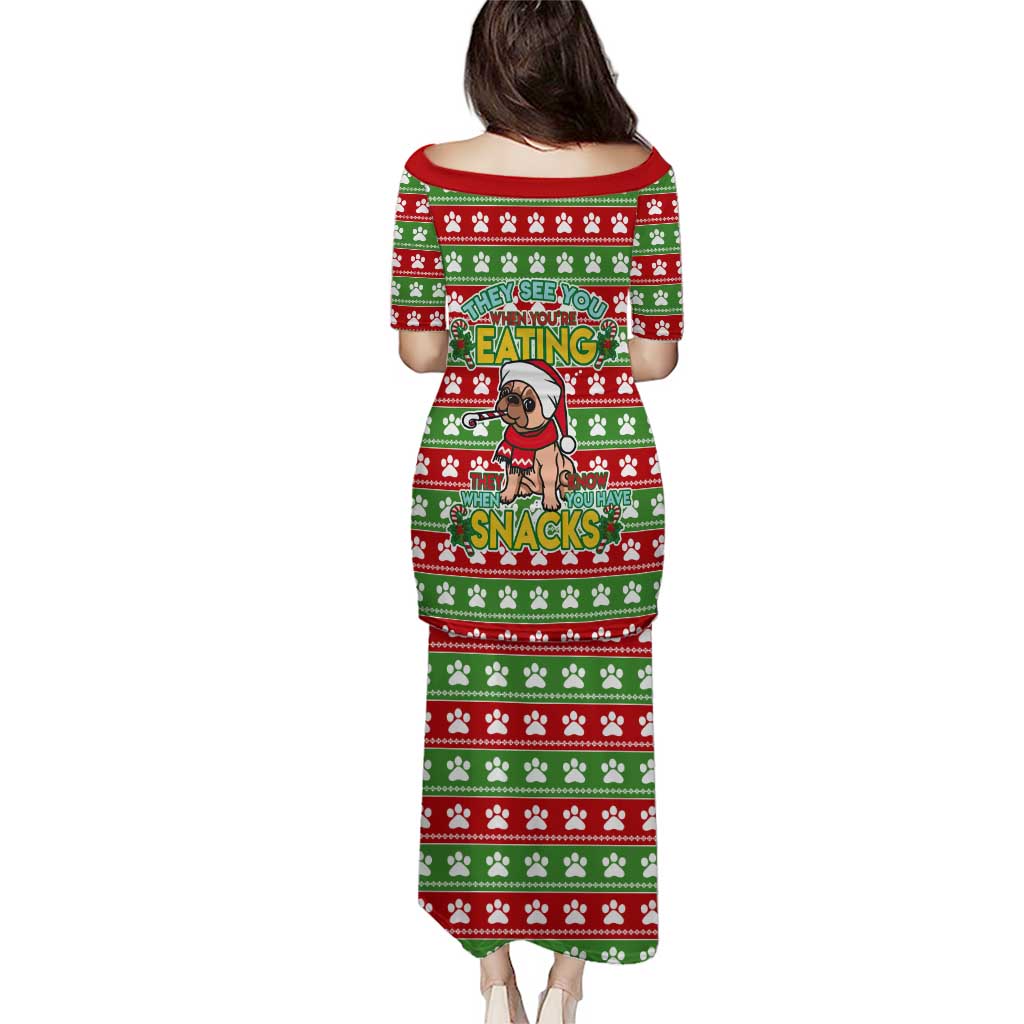 French Bulldog See You Eating Snacks Christmas Family Matching Puletasi and Hawaiian Shirt Xmas Holiday Patterns - Wonder Print Shop