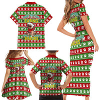 French Bulldog See You Eating Snacks Christmas Family Matching Short Sleeve Bodycon Dress and Hawaiian Shirt Xmas Holiday Patterns - Wonder Print Shop