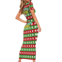 French Bulldog See You Eating Snacks Christmas Family Matching Short Sleeve Bodycon Dress and Hawaiian Shirt Xmas Holiday Patterns - Wonder Print Shop