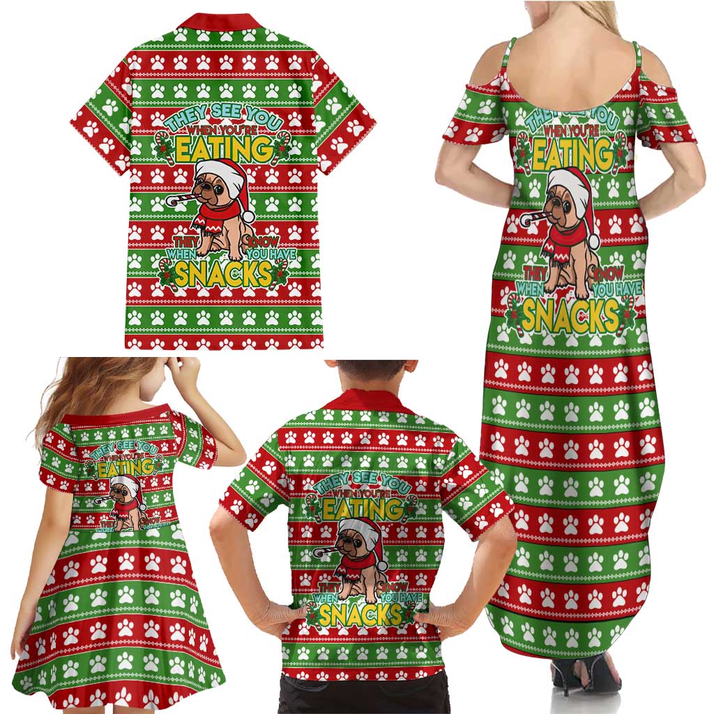 French Bulldog See You Eating Snacks Christmas Family Matching Summer Maxi Dress and Hawaiian Shirt Xmas Holiday Patterns - Wonder Print Shop