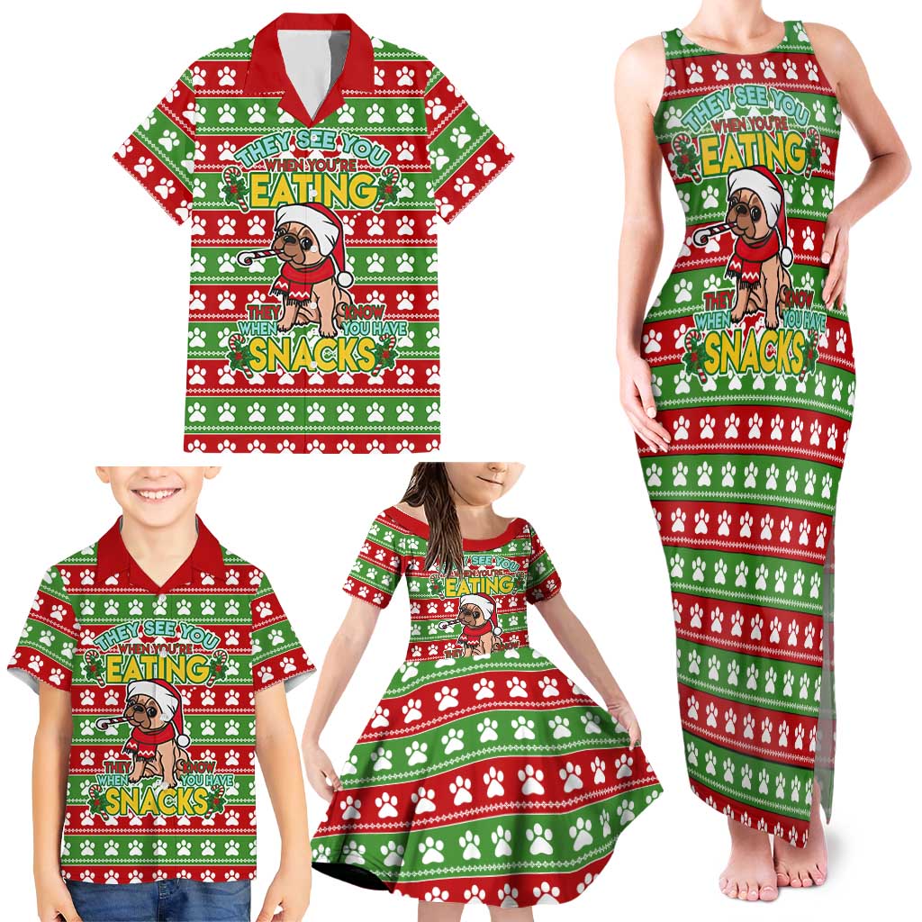 French Bulldog See You Eating Snacks Christmas Family Matching Tank Maxi Dress and Hawaiian Shirt Xmas Holiday Patterns - Wonder Print Shop