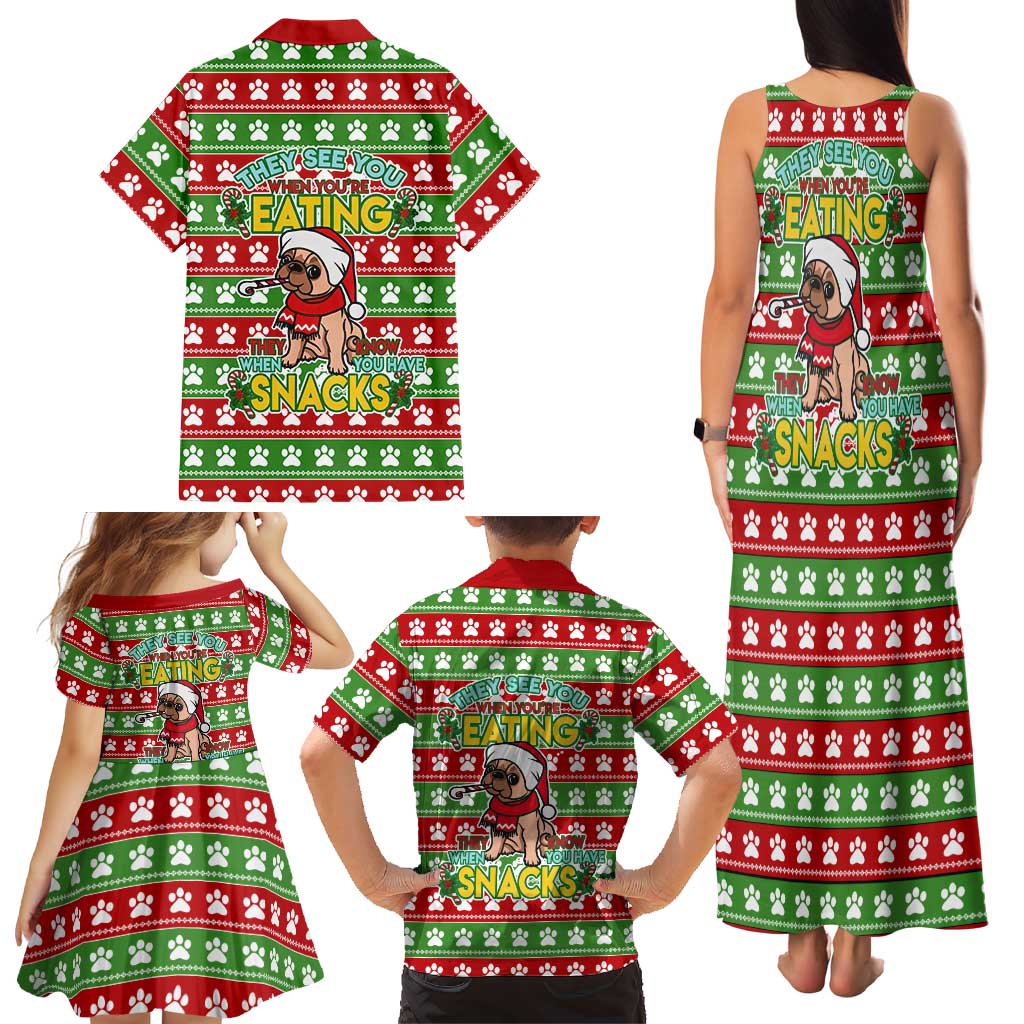 French Bulldog See You Eating Snacks Christmas Family Matching Tank Maxi Dress and Hawaiian Shirt Xmas Holiday Patterns - Wonder Print Shop
