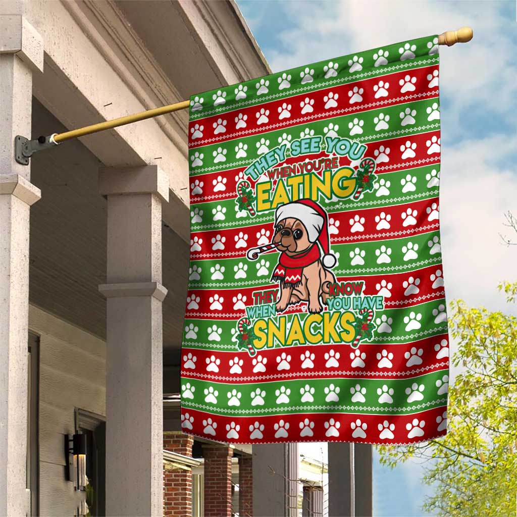 French Bulldog See You Eating Snacks Christmas Garden Flag Xmas Holiday Patterns - Wonder Print Shop
