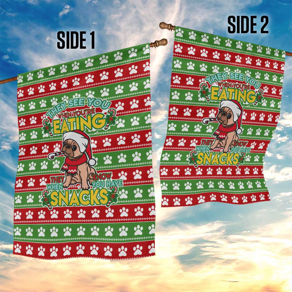 French Bulldog See You Eating Snacks Christmas Garden Flag Xmas Holiday Patterns - Wonder Print Shop