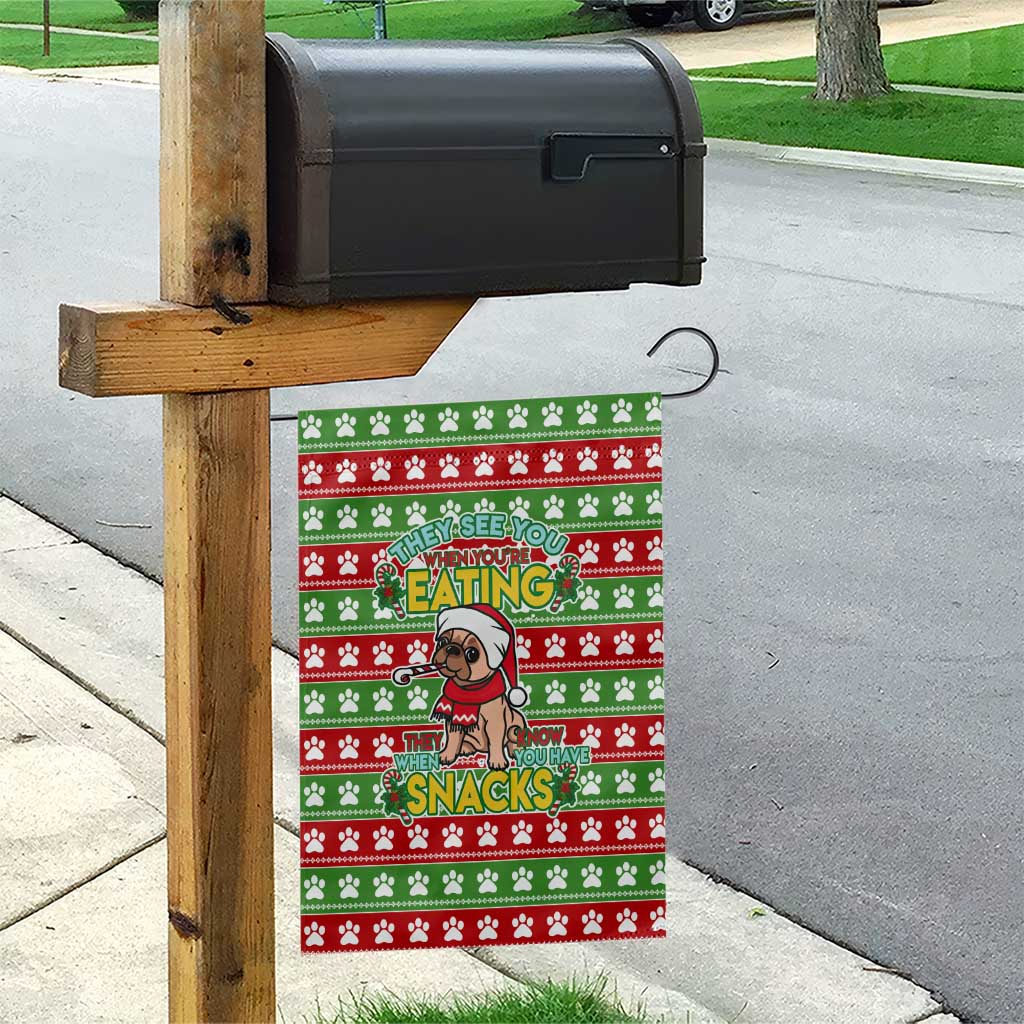 French Bulldog See You Eating Snacks Christmas Garden Flag Xmas Holiday Patterns - Wonder Print Shop