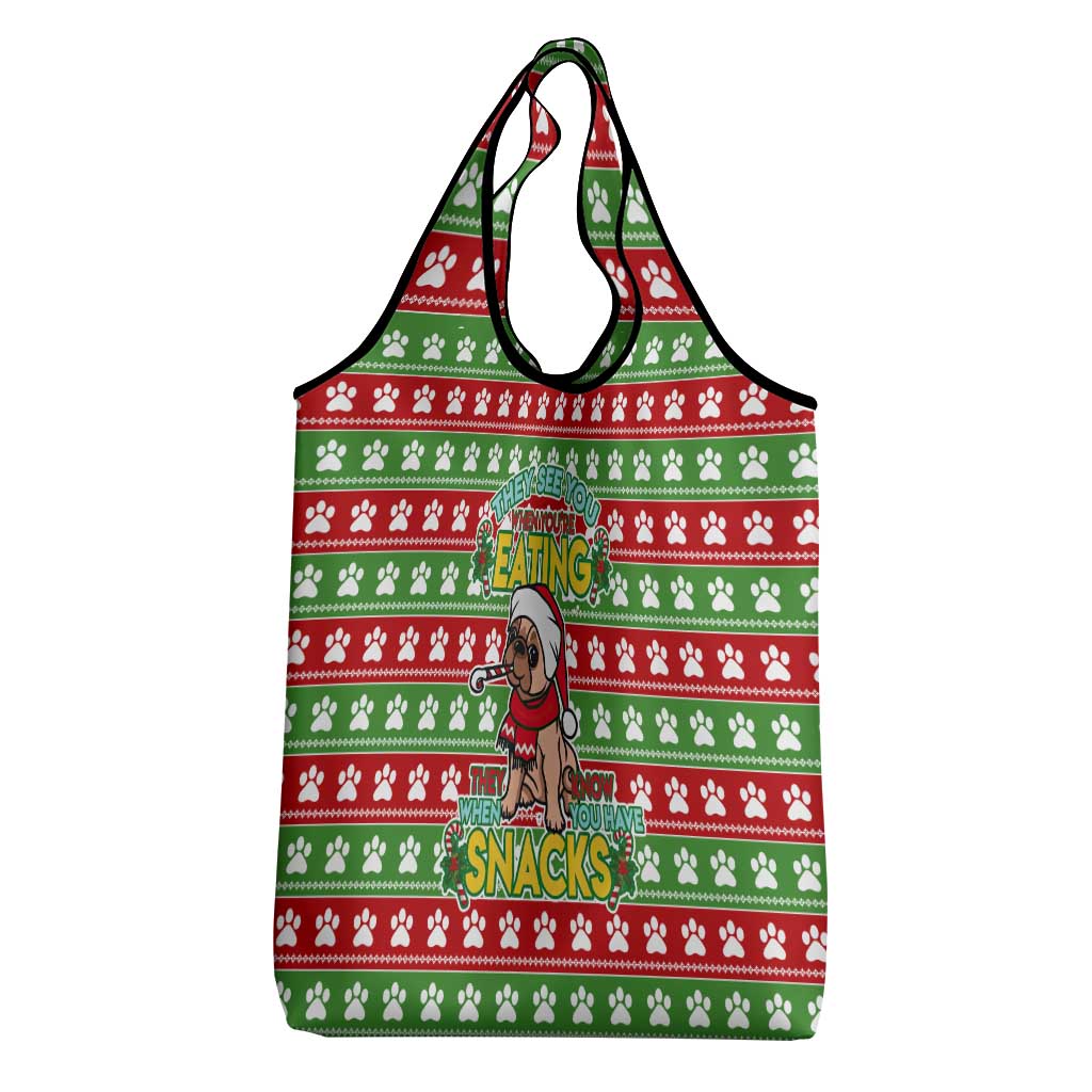 French Bulldog See You Eating Snacks Christmas Grocery Bag Xmas Holiday Patterns - Wonder Print Shop