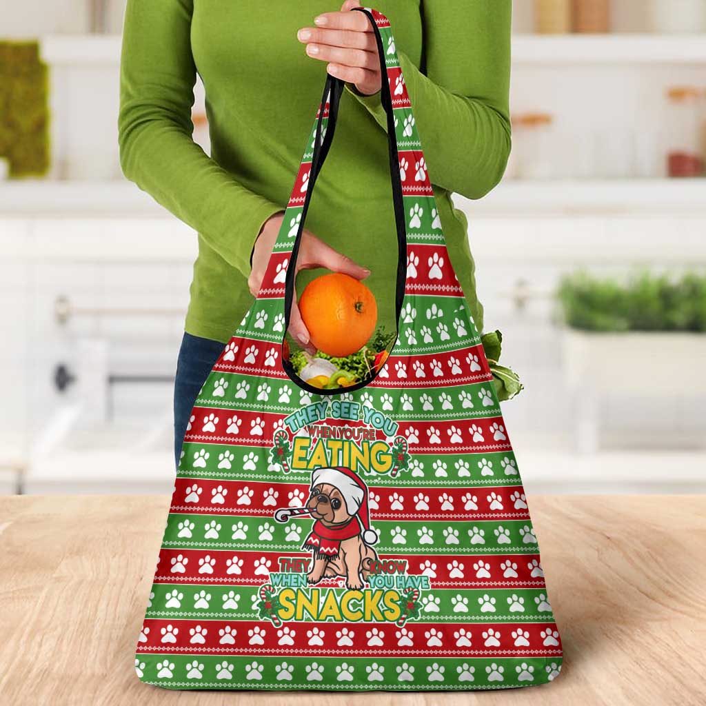 French Bulldog See You Eating Snacks Christmas Grocery Bag Xmas Holiday Patterns - Wonder Print Shop