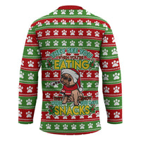 French Bulldog See You Eating Snacks Christmas Hockey Jersey Xmas Holiday Patterns - Wonder Print Shop