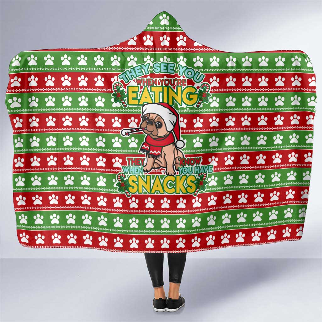 French Bulldog See You Eating Snacks Christmas Hooded Blanket Xmas Holiday Patterns - Wonder Print Shop