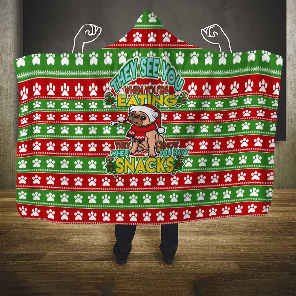 French Bulldog See You Eating Snacks Christmas Hooded Blanket Xmas Holiday Patterns - Wonder Print Shop
