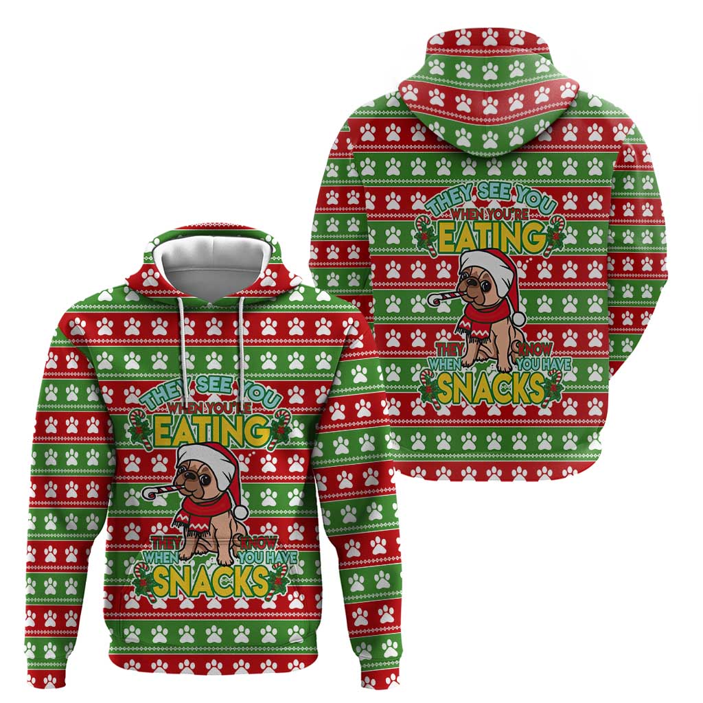 French Bulldog See You Eating Snacks Christmas Hoodie Xmas Holiday Patterns - Wonder Print Shop