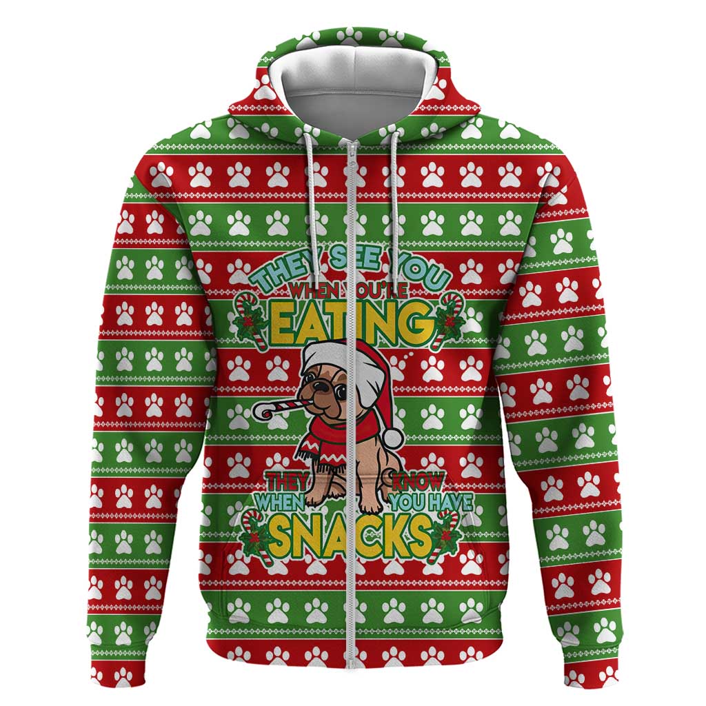 French Bulldog See You Eating Snacks Christmas Hoodie Xmas Holiday Patterns - Wonder Print Shop