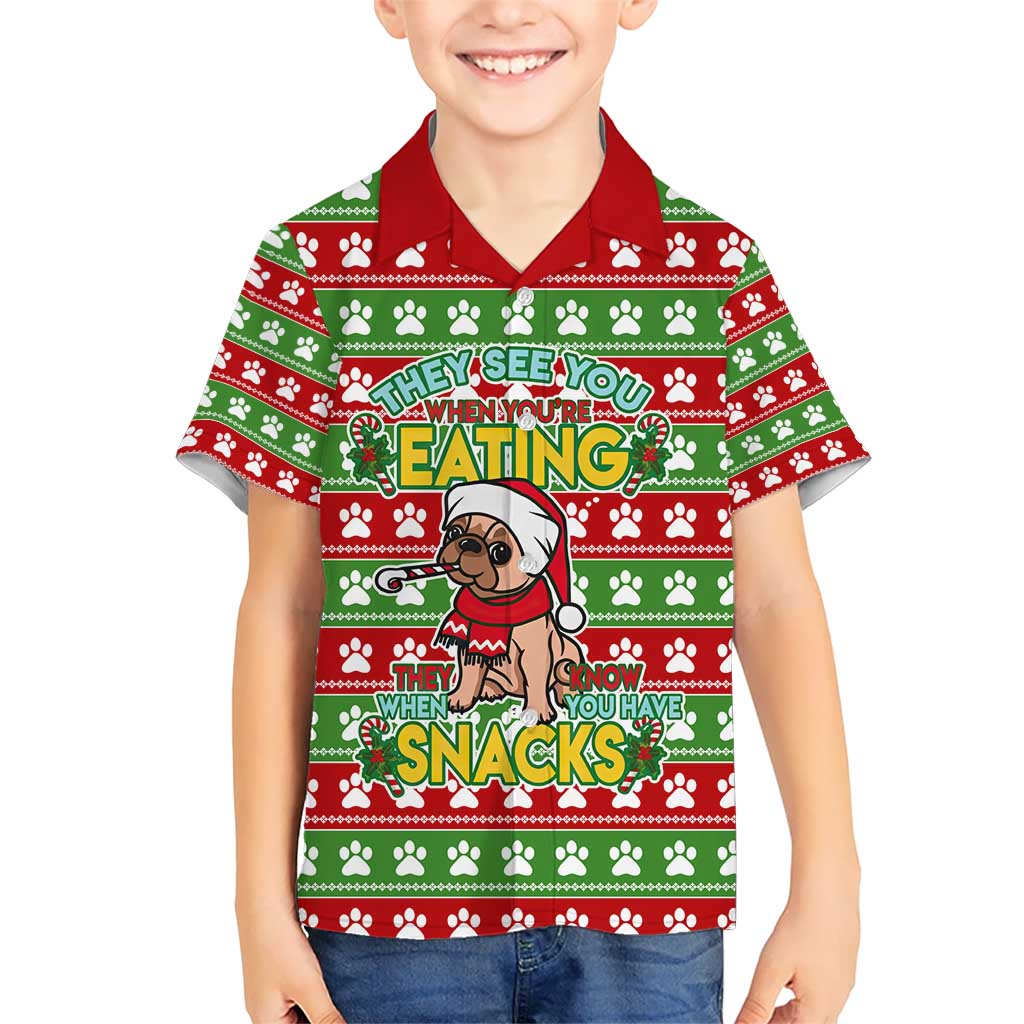 French Bulldog See You Eating Snacks Christmas Kid Hawaiian Shirt Xmas Holiday Patterns - Wonder Print Shop