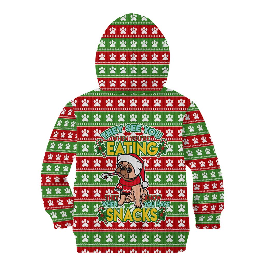 French Bulldog See You Eating Snacks Christmas Kid Hoodie Xmas Holiday Patterns - Wonder Print Shop