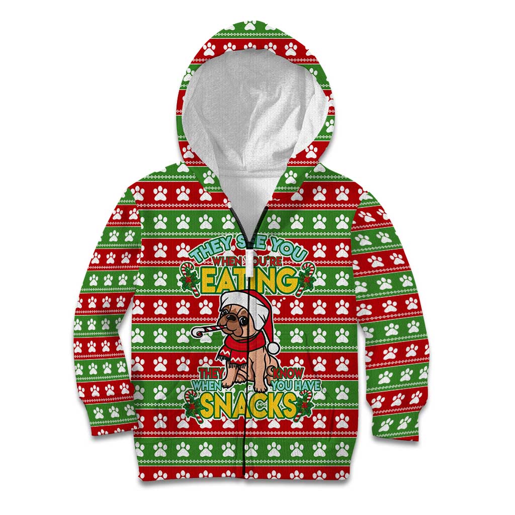 French Bulldog See You Eating Snacks Christmas Kid Hoodie Xmas Holiday Patterns - Wonder Print Shop