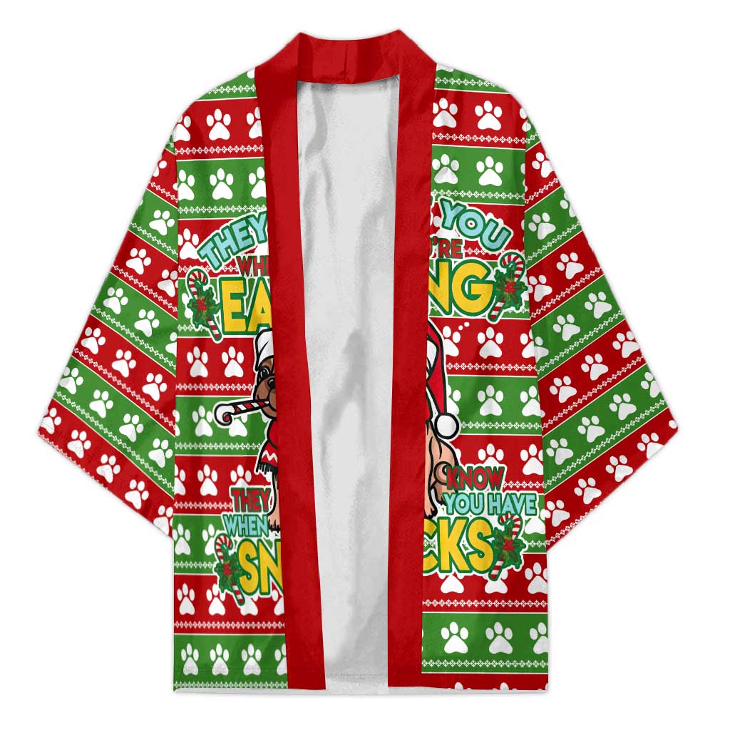 French Bulldog See You Eating Snacks Christmas Kimono Xmas Holiday Patterns - Wonder Print Shop