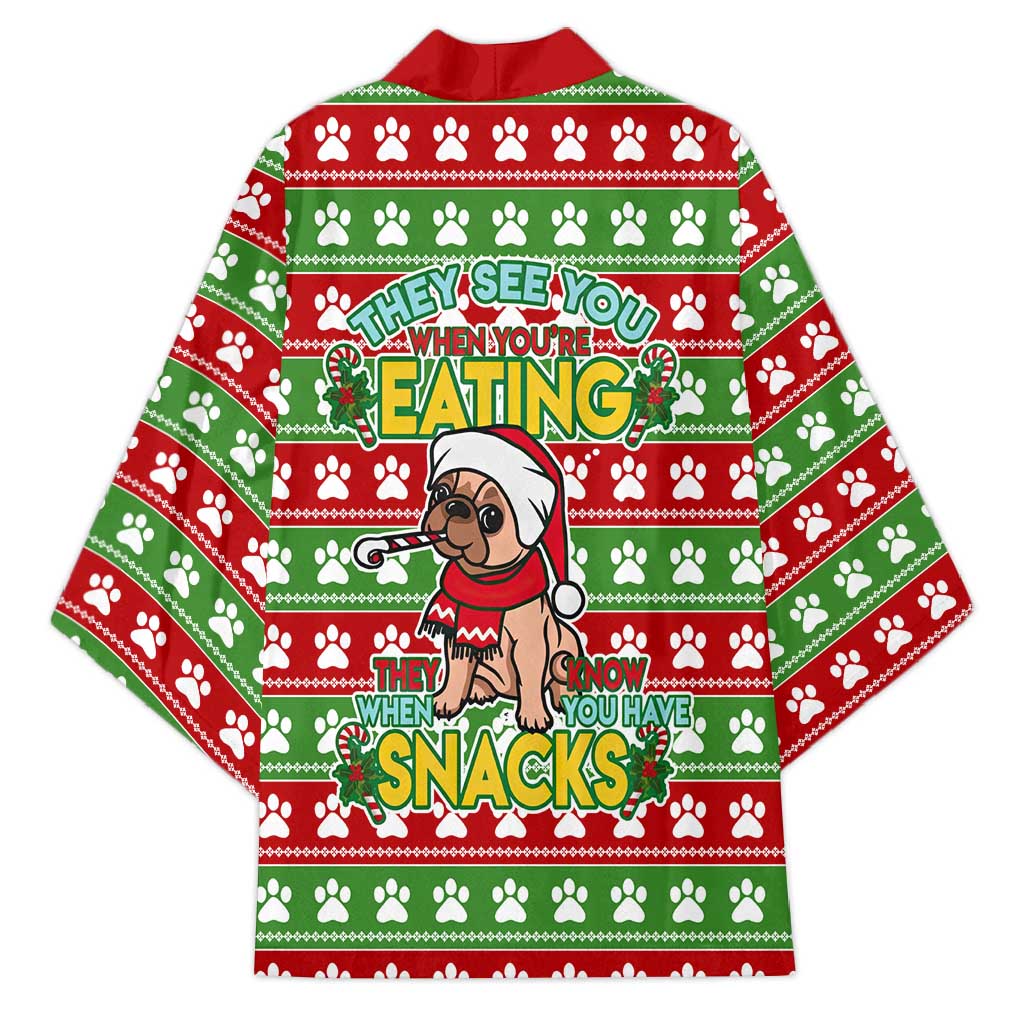 French Bulldog See You Eating Snacks Christmas Kimono Xmas Holiday Patterns - Wonder Print Shop