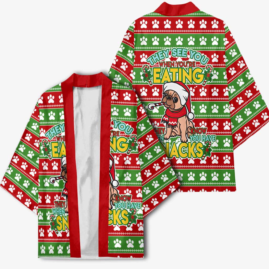 French Bulldog See You Eating Snacks Christmas Kimono Xmas Holiday Patterns - Wonder Print Shop
