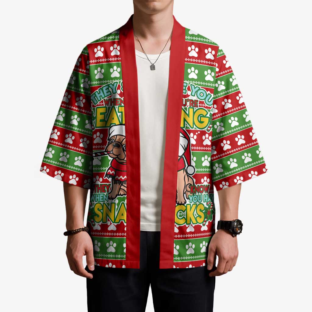 French Bulldog See You Eating Snacks Christmas Kimono Xmas Holiday Patterns - Wonder Print Shop
