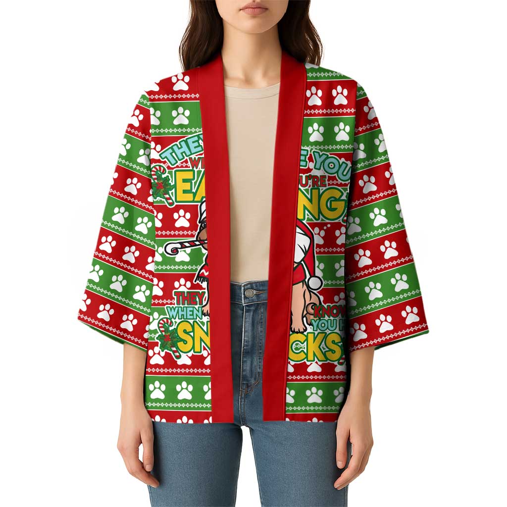 French Bulldog See You Eating Snacks Christmas Kimono Xmas Holiday Patterns - Wonder Print Shop
