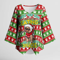 French Bulldog See You Eating Snacks Christmas Kimono Sleeve Blouse Xmas Holiday Patterns - Wonder Print Shop