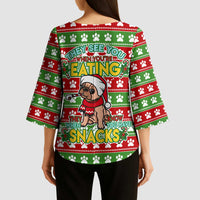 French Bulldog See You Eating Snacks Christmas Kimono Sleeve Blouse Xmas Holiday Patterns - Wonder Print Shop