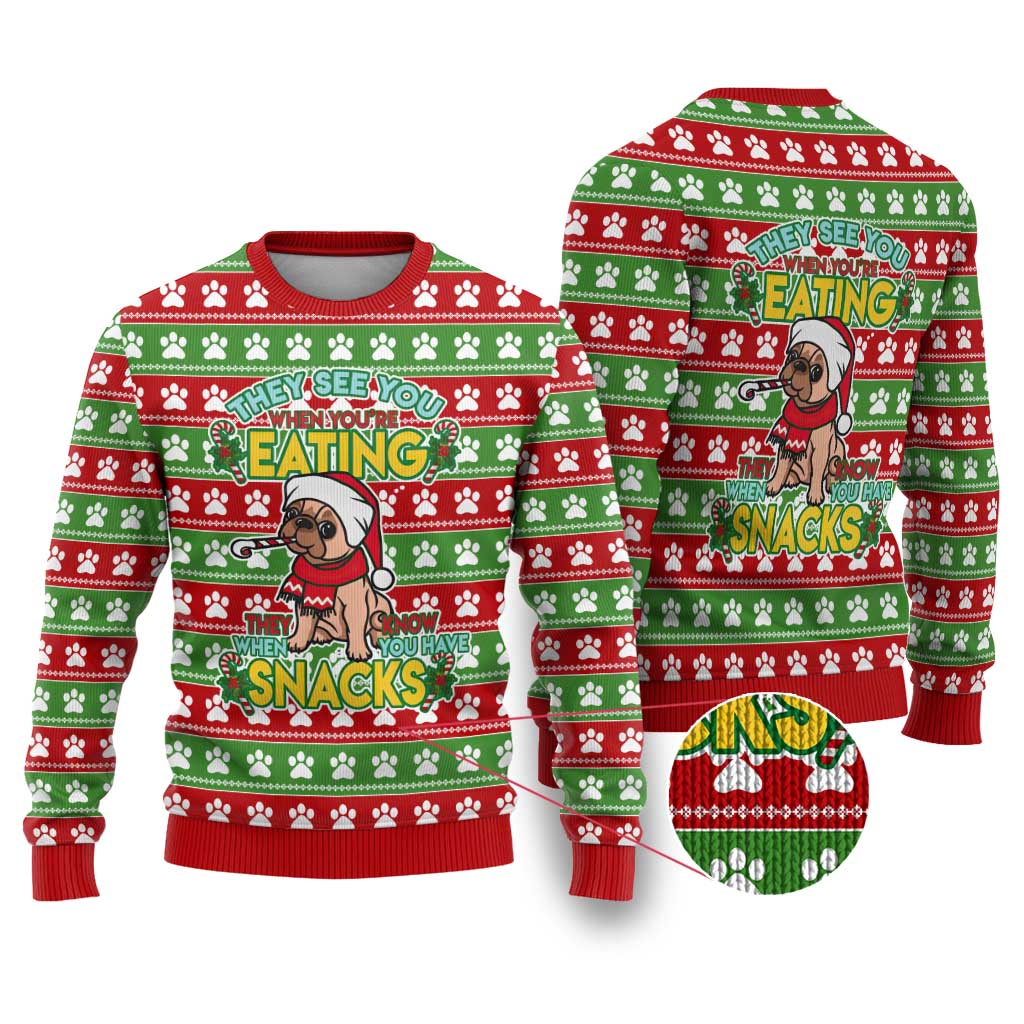 French Bulldog See You Eating Snacks Christmas Ugly Christmas Sweater Xmas Holiday Patterns - Wonder Print Shop