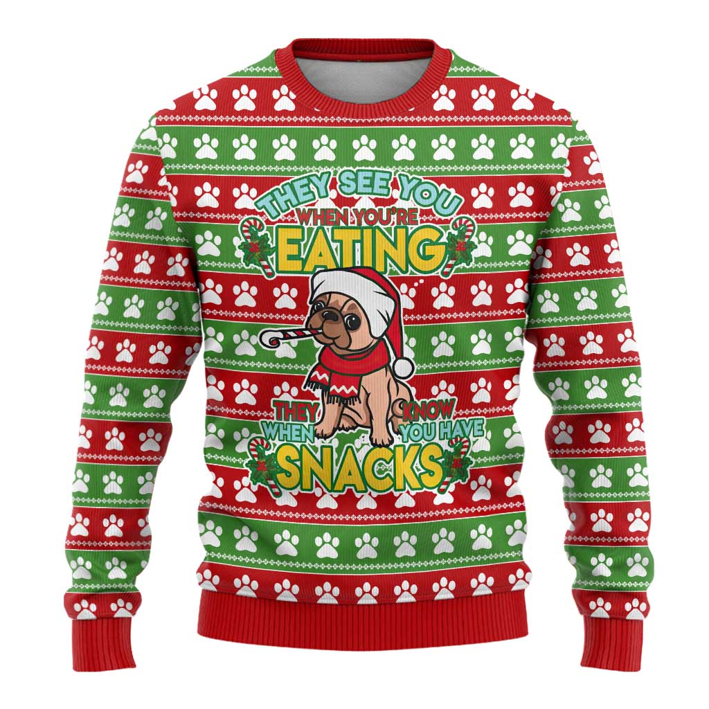 French Bulldog See You Eating Snacks Christmas Ugly Christmas Sweater Xmas Holiday Patterns - Wonder Print Shop