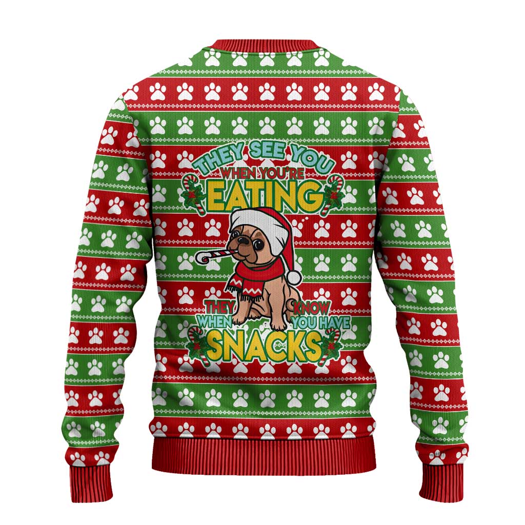 French Bulldog See You Eating Snacks Christmas Ugly Christmas Sweater Xmas Holiday Patterns - Wonder Print Shop