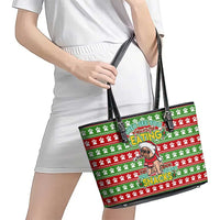 French Bulldog See You Eating Snacks Christmas Leather Tote Bag Xmas Holiday Patterns - Wonder Print Shop