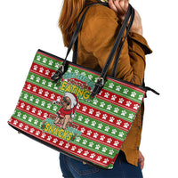 French Bulldog See You Eating Snacks Christmas Leather Tote Bag Xmas Holiday Patterns - Wonder Print Shop