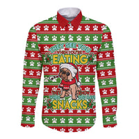 French Bulldog See You Eating Snacks Christmas Long Sleeve Button Shirt Xmas Holiday Patterns - Wonder Print Shop