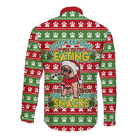 French Bulldog See You Eating Snacks Christmas Long Sleeve Button Shirt Xmas Holiday Patterns - Wonder Print Shop