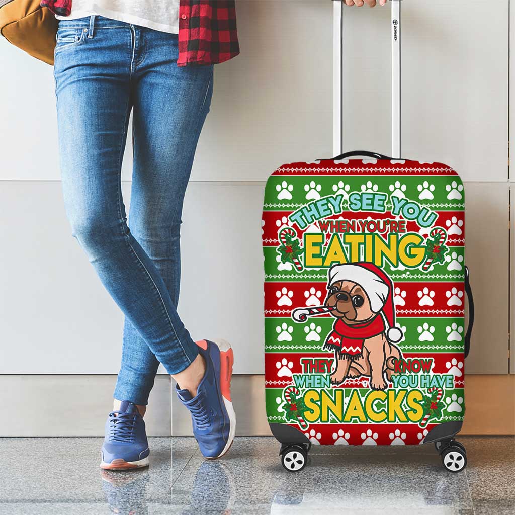 French Bulldog See You Eating Snacks Christmas Luggage Cover Xmas Holiday Patterns - Wonder Print Shop
