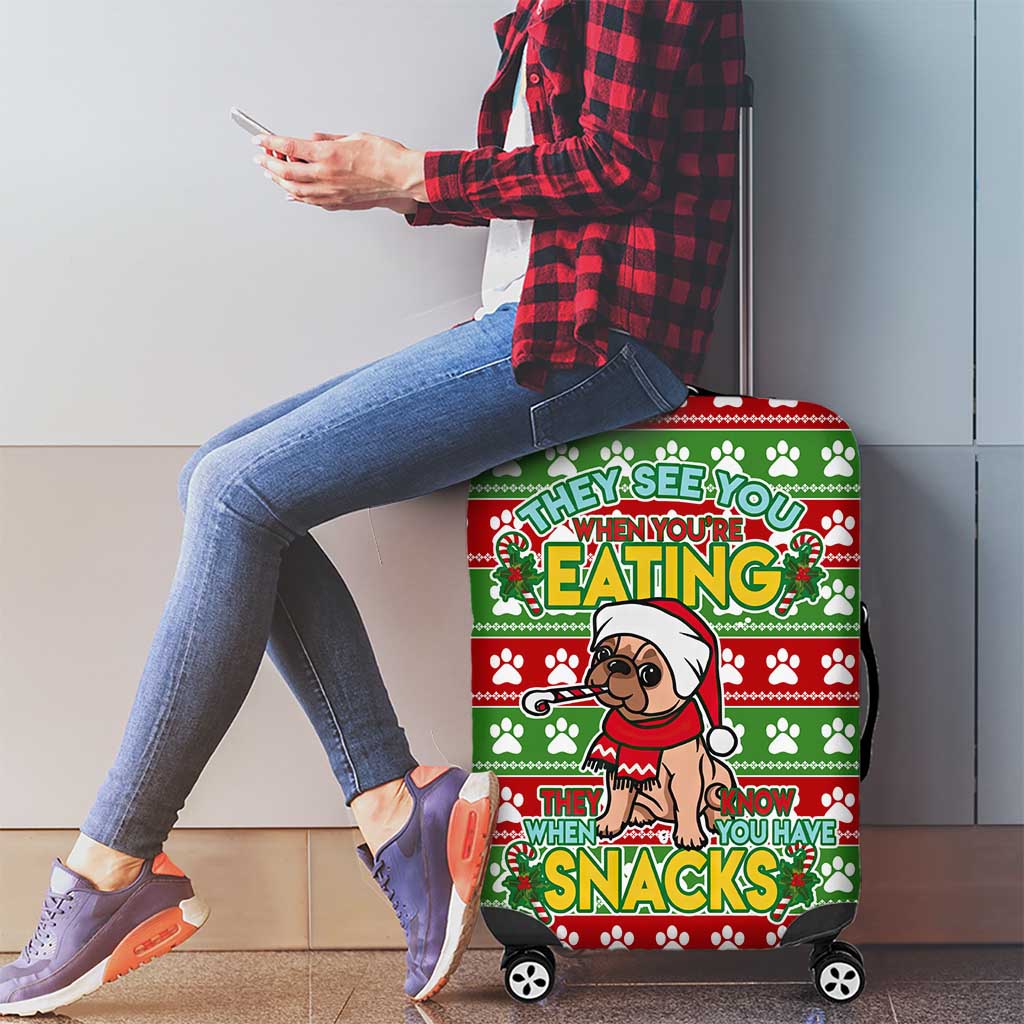French Bulldog See You Eating Snacks Christmas Luggage Cover Xmas Holiday Patterns - Wonder Print Shop