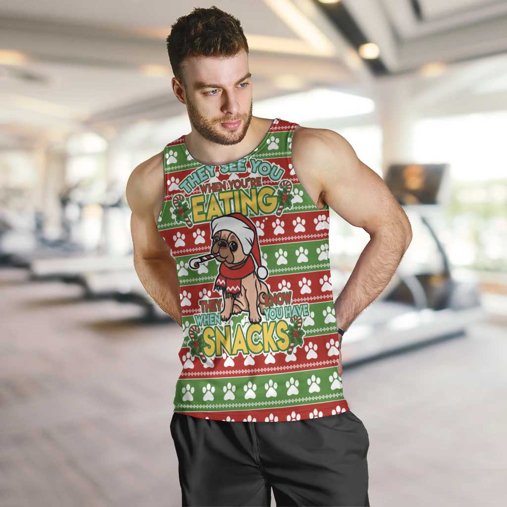 French Bulldog See You Eating Snacks Christmas Men Tank Top Xmas Holiday Patterns - Wonder Print Shop