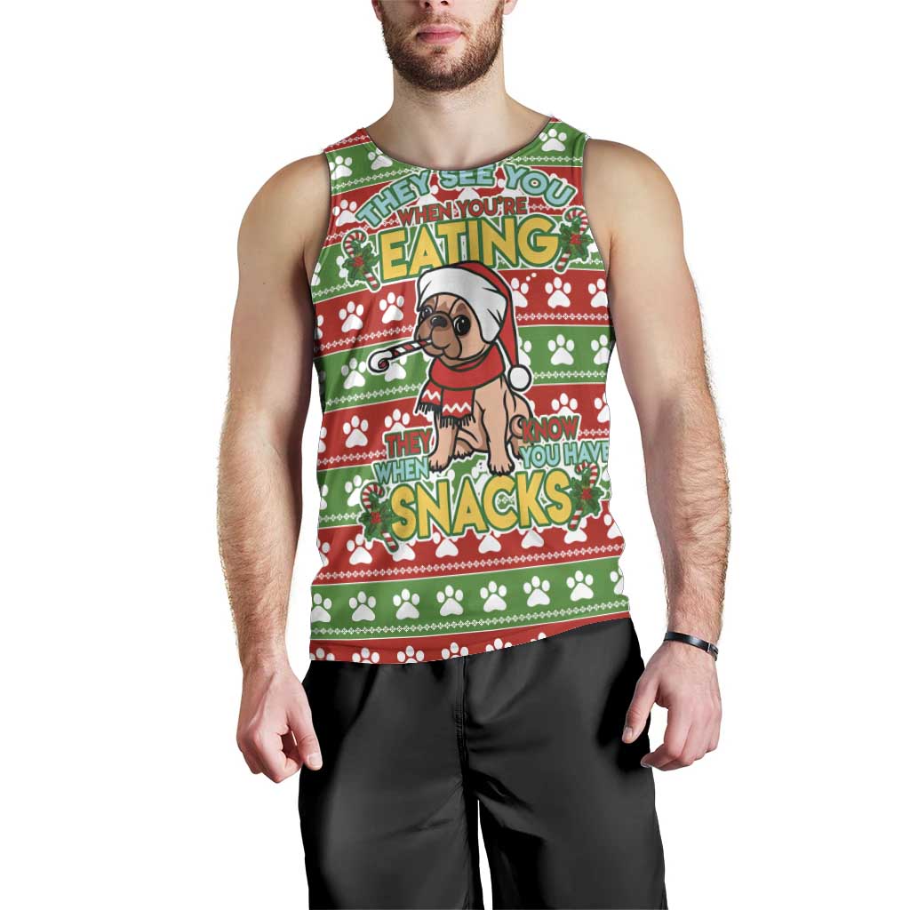 French Bulldog See You Eating Snacks Christmas Men Tank Top Xmas Holiday Patterns - Wonder Print Shop