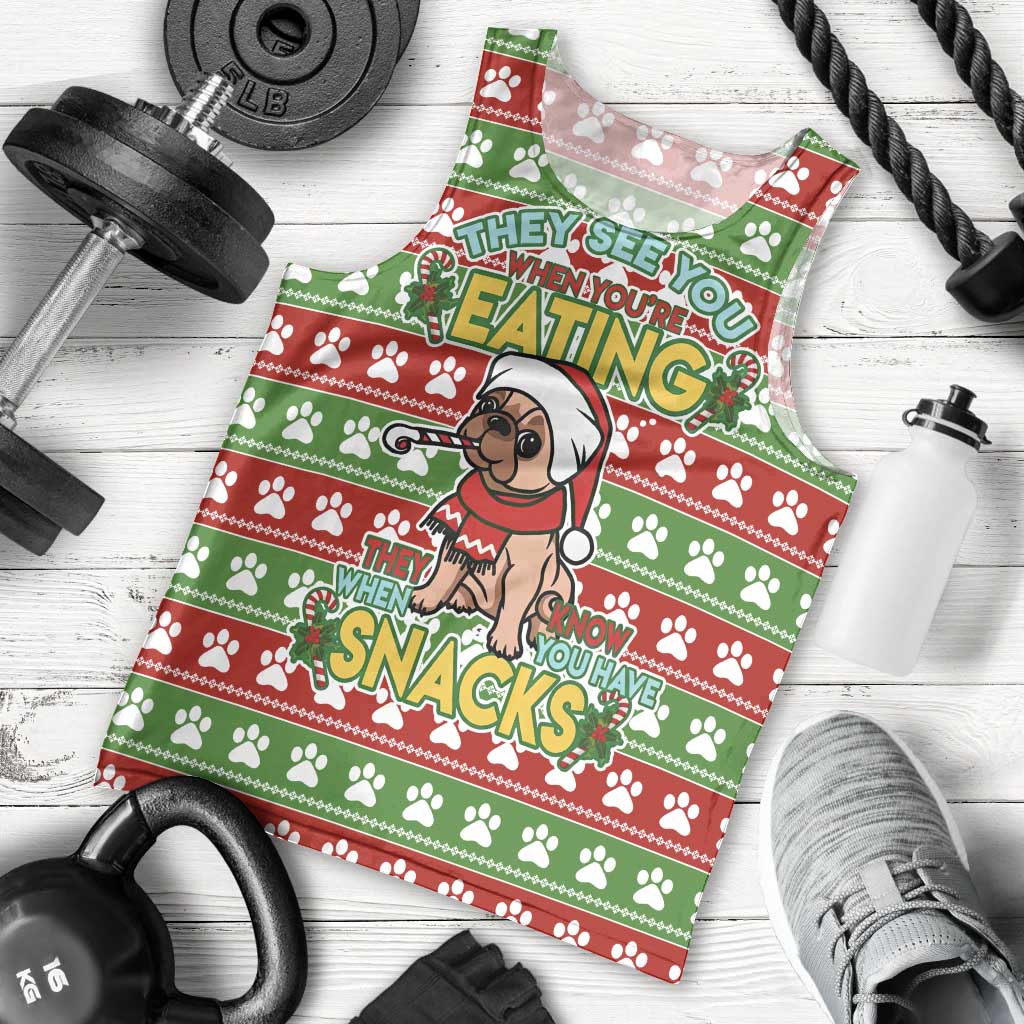 French Bulldog See You Eating Snacks Christmas Men Tank Top Xmas Holiday Patterns - Wonder Print Shop