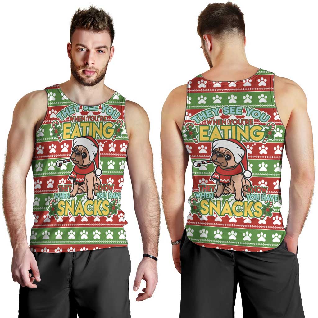 French Bulldog See You Eating Snacks Christmas Men Tank Top Xmas Holiday Patterns - Wonder Print Shop