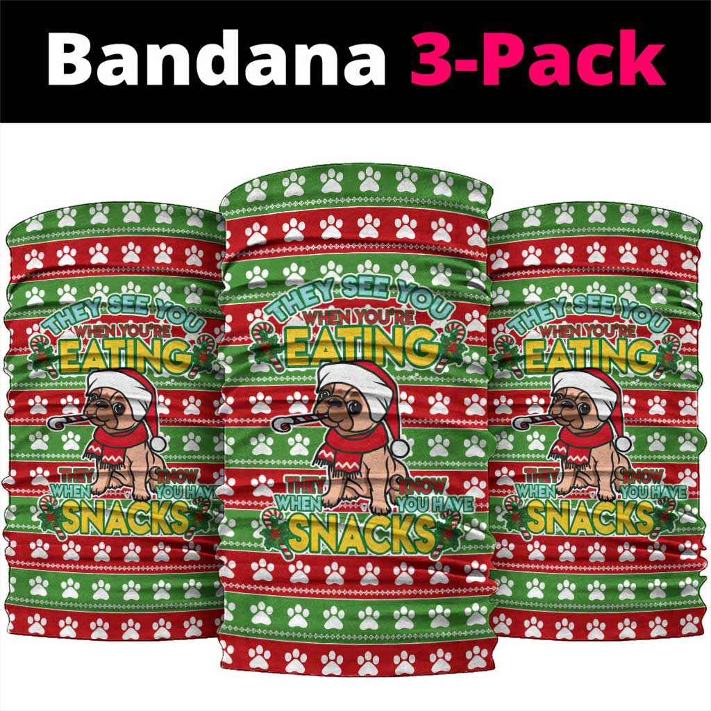 French Bulldog See You Eating Snacks Christmas Neck Gaiter Xmas Holiday Patterns - Wonder Print Shop
