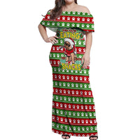 French Bulldog See You Eating Snacks Christmas Off Shoulder Maxi Dress Xmas Holiday Patterns - undefined