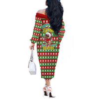 French Bulldog See You Eating Snacks Christmas Off The Shoulder Long Sleeve Dress Xmas Holiday Patterns - Wonder Print Shop