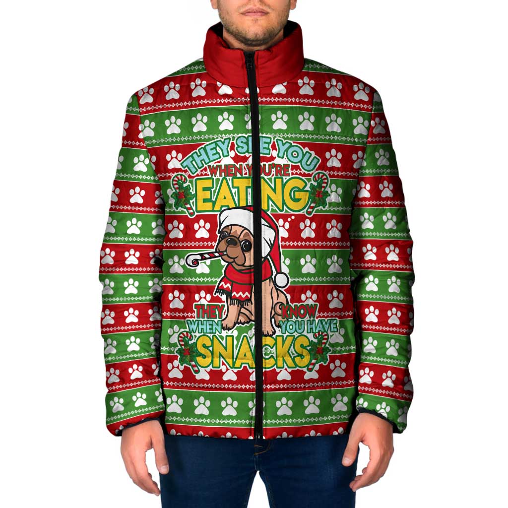 French Bulldog See You Eating Snacks Christmas Padded Jacket Xmas Holiday Patterns - Wonder Print Shop