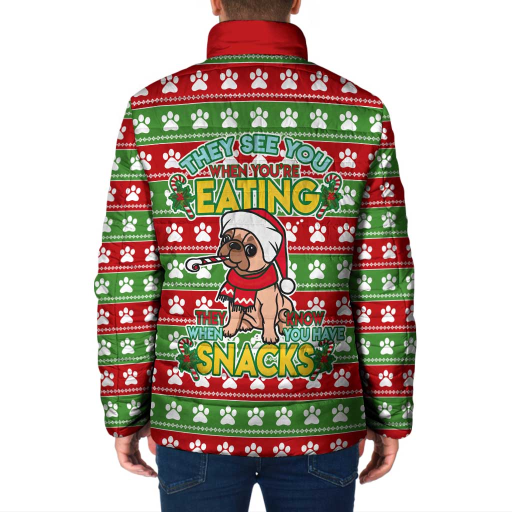 French Bulldog See You Eating Snacks Christmas Padded Jacket Xmas Holiday Patterns - Wonder Print Shop