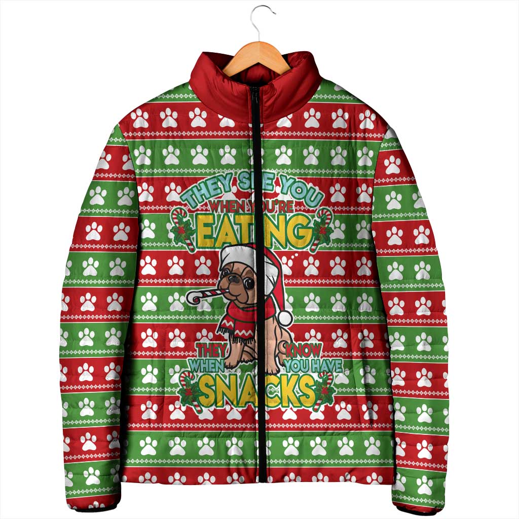 French Bulldog See You Eating Snacks Christmas Padded Jacket Xmas Holiday Patterns - Wonder Print Shop