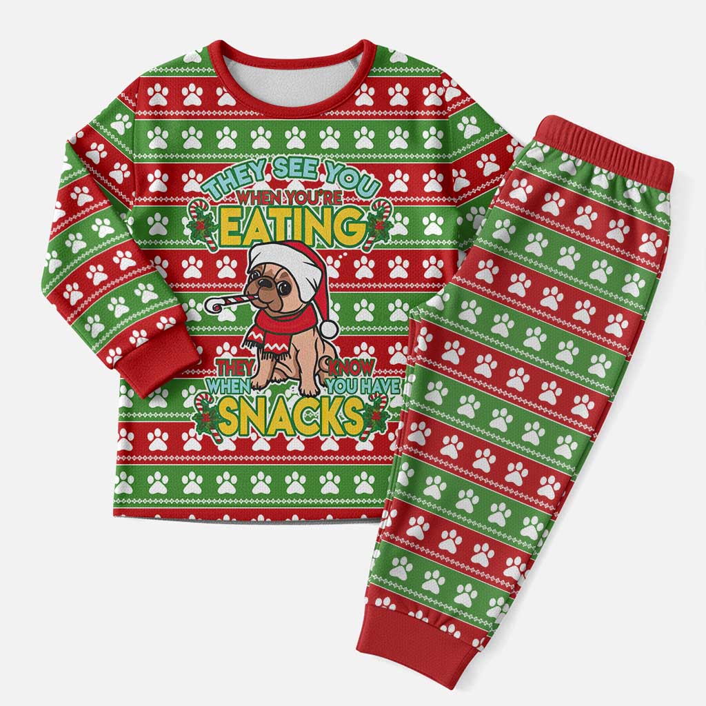 French Bulldog See You Eating Snacks Christmas Pajama Set Xmas Holiday Patterns - Wonder Print Shop