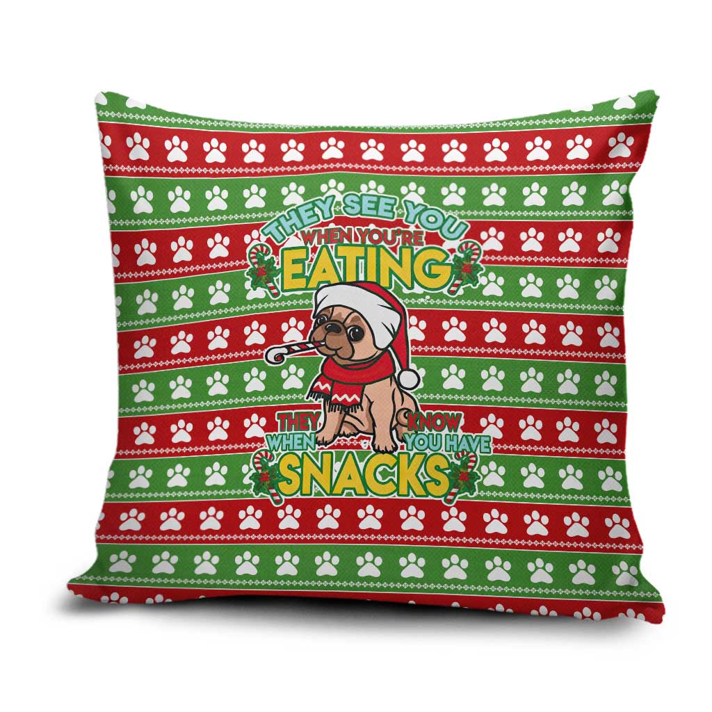 French Bulldog See You Eating Snacks Christmas Pillow Cover Xmas Holiday Patterns - Wonder Print Shop