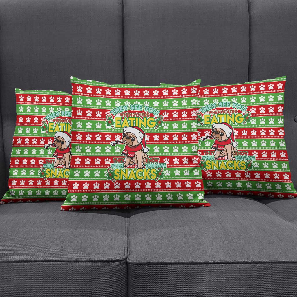 French Bulldog See You Eating Snacks Christmas Pillow Cover Xmas Holiday Patterns - Wonder Print Shop