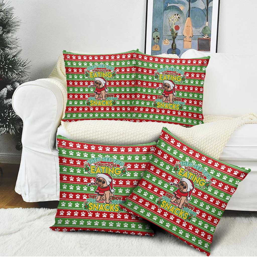 French Bulldog See You Eating Snacks Christmas Pillow Cover Xmas Holiday Patterns - Wonder Print Shop